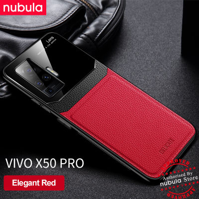 NUBULA ปลอกหุ้ม Vivo X50 Pro (6.56นิ้ว) ปลอกหุ้ม Hard Grained หนัง Vivo X50เคสฝาหลังโทรศัพท์กระจกเพลกซีโทรศัพท์มือถือเคสสำหรับ VIVO X50 Pro