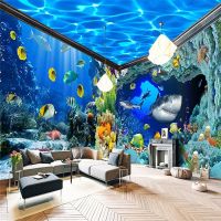 beibehang Underwater World Aquarium Theme Backdrop Custom 3D photo wallpaper wall paper bedroom sofa wall mural paper painting