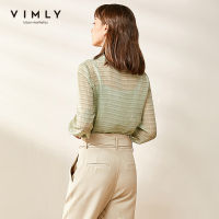 Vimly Women Blouse Vintage Turn Down Collar Solid Long Sleeve Autumn Clothing Elegant Female Blusas F0102