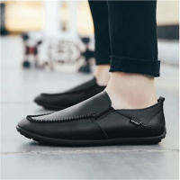 Slip-ons Formal Shoes รองเท้าหนังสำหรับผู้ชายรองเท้าหนังสีดำรองเท้าส้นเตี้ยสำหรับผู้ชาย แต่เพียงผู้เดียวนุ่มและง่ายต่อการสวมใส่