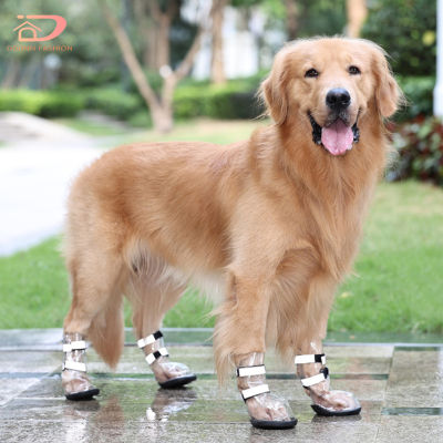 อุปกรณ์ป้องกันอุ้งเท้ารองเท้ากันน้ำรองเท้าฝนสัตว์เลี้ยง4ชิ้นสำหรับสุนัขขนาดเล็กกลางใหญ่