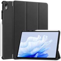 สำหรับ Huawei Matepad Air Custer สีบริสุทธิ์3ชั้นวางของ Casing Tablet หนังสมาร์ท (สีดำ)