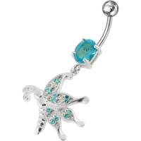 สินค้าพร้อมส่ง Jeweled Dragonfly Dangling Belly Ring จิวสะดือ หรูหราและสวยงาม เครื่องประดับบนร่างกาย แฟชั่นวัยรุ่นในยุคใหม่