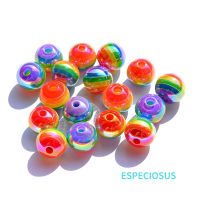 Multi Color UV Plated Round Shaped Beads 16MM Rainbow Colorful Spacer Necklace Making Departments Jewelry DIY Bracelet Accessory Beads