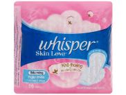 Băng vệ sinh Whisper Skin Love siêu mỏng có cánh cho ngày nhiều 16 miếng