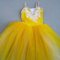 Sleeveless Lace Yellow Pink White Ballet Tutu Professional Kids Child Long Ballet Dance Romantic Tutus For Girls Ballerina Dress