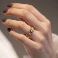 （HOT) ชุบ 925 แหวนโอปอลสีดำเลียนแบบ Symphony Italy Opal R Starry Diamond Ring Fashion R Wholesale Volume