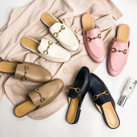 Baotou Half Slippers Female Summer Wear Muller Shoes 2021 New Metal Buckle Flat Sandals Sandals