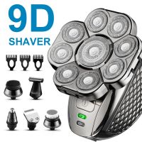 【DT】 hot  Men 9D Head Shavers for Bald 6 IN 1 Electric Razor Cordless Trimmer for Bald Clipper Wet &amp; Dry Bald Shaving Grooming Kit