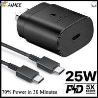 AIMEE 25W ค่าาา เครื่องชาร์จ USB-C 5A สายเคเบิลยาว1.5เมตร ที่ชาร์จ PD ปลอดภัยและปลอดภัย ชิปอัจฉริยะอัจฉริยะ ที่ชาร์จเร็วสุด สำหรับ Samsung Galaxy S A Note Series แท็บโทรศัพท์