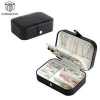 Casegrace Mini Travel Jewelry Organizer Box Double-Layer Girl Gift Storage Case Portable PU Leather Earrings Jewellery Organizer