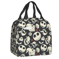 ❀✈✜ Christmas Nightmare Skeleton Skellington Insulated Lunch Bags for Picnic Leakproof Cooler Thermal Bento Box Women Children