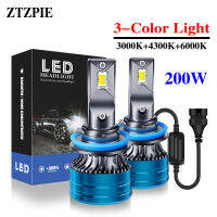 ZTZPIE LM 200W Tricolor โคมไฟ9005HB3 9006HB4 H1 H8 H4 H11 H9 9012 Canbus Led ไฟหน้า CSP 3570รถหมอกหลอดไฟ12V