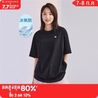 GIORDANO Women T-Shirts High-Tech Cooling Summer Tshirts Short Sleeve Letter Print Crewneck Comfort Loose Casual Tee 05323400