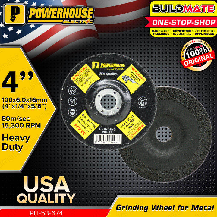POWERHOUSE Grinding Wheel for Metal 4" Inch 100x6.35x16mm Metal Cutter
