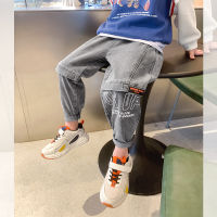 Hot Pants for Kids Boys Spring Autumn 2021 Denim Patchwork Jogger Pants Korean Teenage Boy Jeans Loose Sport Sweatpants 4 8 12Y