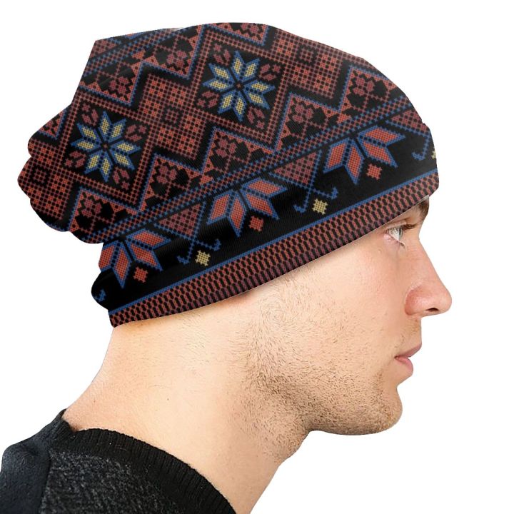 palestinian-tatreez-palestine-gaza-arabic-caps-unisex-goth-bonnet-กลางแจ้งฤดูร้อนหมวกห่อศีรษะผู้ใหญ่หมวกบีนนี่