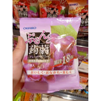 อาหารนำเข้า🌀 Japanese jelly jelly candy mixed with orange juice 18% HISUPA DK ORIHIRO PURUNTO KONJAC POUNCH ORANGE JELLY 120Ggrape