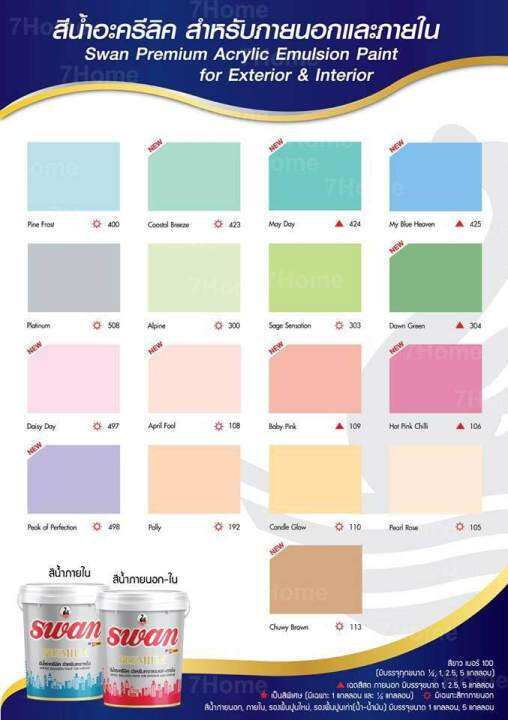 swan-สีน้ำอะคริลิค-รหัสสี-497-สีม่วงชมพูอ่อน-ใช้เป็นสีทาบ้าน-สีทาอาคาร-สำหรับทาภายนอกเเละภายใน-ลดความร้อนสะท้อนuvได้ดี-ขนาด-5-กก