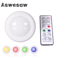 Aswesaw LED คณะรัฐมนตรีแบตเตอรี่ RGB16สีที่มีสีสันโคมไฟถ่านไฟฉายแบบพกพาครัวห้องโถงตู้เสื้อผ้าตู้โคมไฟคืน