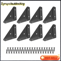 SYRUPSHADDOCKING 8ชิ้น66มม. X 66มม. ฉากยึดมุมรีดเย็นเบรซเข้ามุมสีดำชั้นวางเหล็กโต๊ะสกรูโลหะ