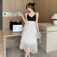 Summer wear new seaside on super white gauze fairy temperament of condole belt cake skirt dress