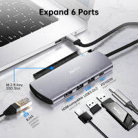 jianzhifen Netac USB C ฮับแบบ Type C 3.1 M2เคส SSD 6 In 1ฮับ4K HDMI RJ45 PD USB 3.0ม. 2 B-คีย์สำหรับเดสก์ท็อปแล็ปทอปแมคบุ๊คโปร USB แอร์ฮับ