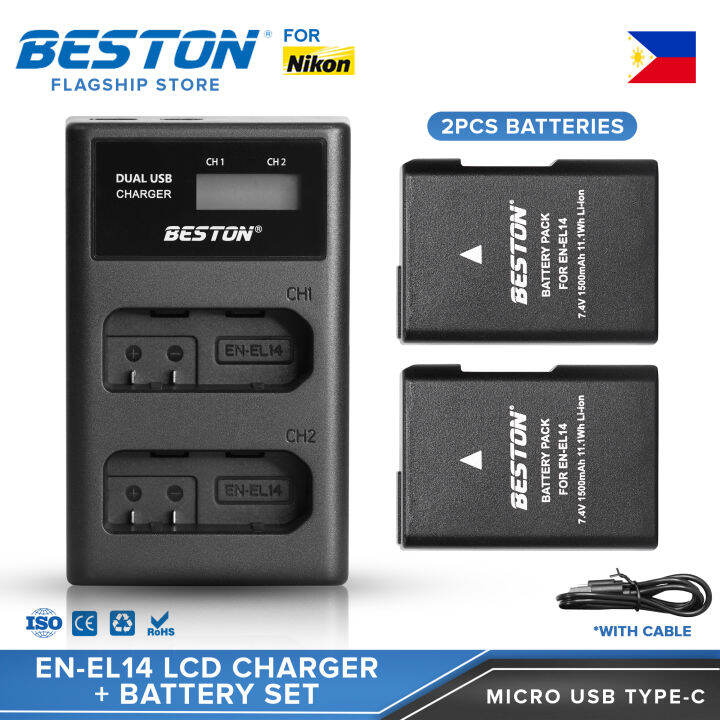 Beston SET ENEL14 Charger + 2PC Battery 1500mah Nikon ENEL14 Lazada PH