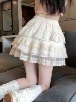 ↂ White lace cake skirt womens summer high-waisted slim a-line skirt princess tutu skirt