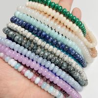 Natural Rondelle Stone Beads 5x8mm Jaspers Angelite Jades Morganite Loose Drum Gem Bead for Jewelry Making DIY Bracelet Necklace