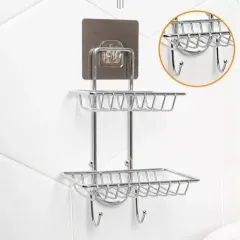 Soap Dish For Home - Wall Mounted Double Layer Soap Dish Holder Stainless  Steel Wall Hanging Soap Storage Rack Wholesaler from Surat