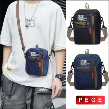 Jual Tas Selempang Pria Kasual Polos Hitam Slempang Cowok Keren Slingbag  Bahu Pria - PG - 8864