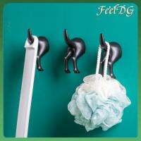 FEELDG 1/6 pcs พลาสติกทำจากพลาสติก ตะขอเสื้อโค้ทหางสุนัข สีดำสีดำ 3.931.971.57นิ้ว ตะขอแขวนผนังอเนกประสงค์ Sinewy ตกแต่งด้วยตะขอหางที่สร้างสรรค์ ห้องน้ำในห้องน้ำ