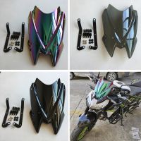 ☃ZZ กระจกรถจักรยานยนต์ Parabrisas กระจกบังลมที่เบนทางลมหน้าจอสำหรับ Kawasaki Z900 Z 900 650 Z650 2020 2021สีดำ2022อิริเดียม