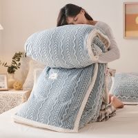 Warm Winter Blanket Fur Throw Quilt Thick Beddding Plaid Plush Bedspread Duvet Cover