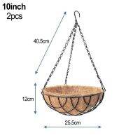 Gracekarin ตะกร้าแขวนทนทาน2ชิ้นกระถางดอกไม้10/12/14นิ้วพร้อมขายดีบุรองกาบมะพร้าว