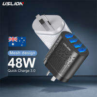 48W AU ปลั๊กชาร์จ USB สำหรับออสเตรเลียนิวซีแลนด์3A QC3.0ชาร์จศัพท์มือถือสำหรับ 14ซัมซุง4พอร์ตชาร์จผนังได้อย่างรวดเร็ว