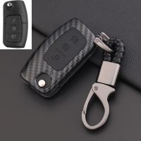 Carbon fiber car key Wallet remote case For Ford Fiesta Focus 2 Ecosport Kuga Falcon Escape C Max Ka 3 Buttons smart nice touch