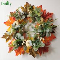 Dolity พวงหรีดฤดูใบไม้ร่วงบ้านเก็บเกี่ยวประตูพวงหรีดกับฟักทองใบไม้ตกแต่งเมเปิ้ล