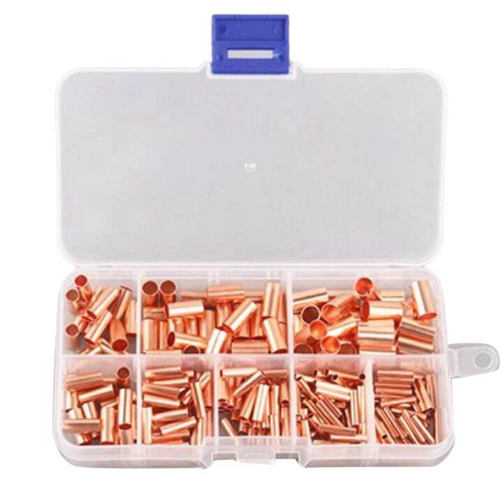 250Pcs GT Copper Connecting Pipe Wire Joint Small Copper Tube Terminal Cable Lug Bootlace