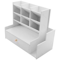 White Desk Organizer, DIY Pen Holder Box, Desktop Stationary Storage Rack for School Home Office