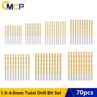 CMCP 70pcs Twist Drill Bit Set 1.0/1.5/2.0/2.5/3.0/4.0mm Wood/Metal Hole Cutter Titanium Coated HSS Drill Bit Set