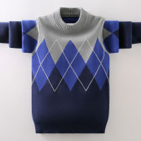 Kids Warm Sweater Classi Lattice Design Children Knitted 100 Cotton Pullover For Teen Boy 4-15 Yeras AutumnWinter