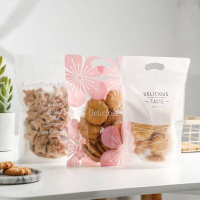 50Pcs Baking Packaging Bag Biscuits Snowflake Crisp Snack Food Cookies Nougat Portable Self-Supporting Zipper
