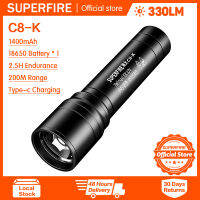 SUPERFIRE C8-K ไฟฉายแรงสูงแบบชาร์จไฟได้ Ultra-Bright Multi-Functional Remote Led โคมไฟบ้านแบบพกพาขนาดเล็ก