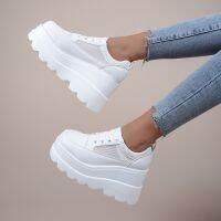 Wedge Heel Sneakers 35-43 Autumn Women White Fashion Thick Sole Comfortable Large Size Loafers Casual Flats Zapatillas Mujer 612