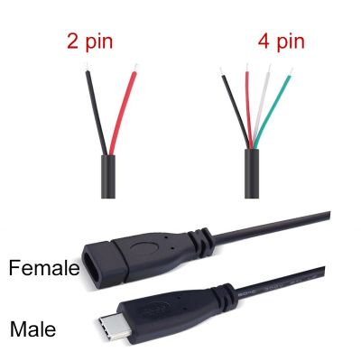 2pin 4pin wire USB 2.0 Type C Male female Plug extension Welding Type USB-C DIY Repair Cable Charger Connector for Huawei Xiaomi Electrical Connectors