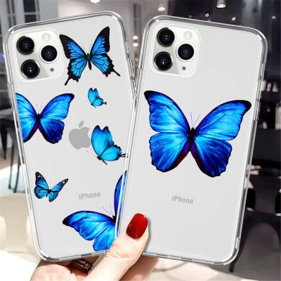 [สินค้าใหม่ในสต็อก] USLION Butterfly Soft Clear สำหรับ iPhone 7 8 Plus XS XR XSmax Soft TPU สำหรับ iPhone 11 12 13 14 Pro Max Mini