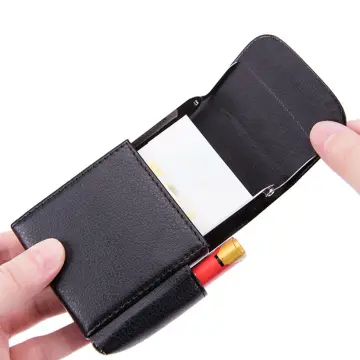 Handmade Genuine Leather Windproof Cigarette Lighter Bag Small Box Case For  one-time Lighter Super Match Cover Men Box Holder