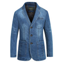 New Mens Denim Blazer Male Suit Oversized Fashion Cotton Vintage 4XL Male Blue Coat Denim Jacket Men Jeans Blazers BG2182